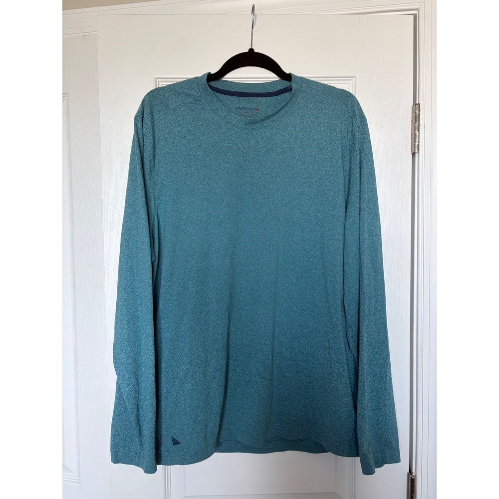 UNTUCKit Clarendon Long Sleeve Performance Tee Teal Green Heather Mens L 40180